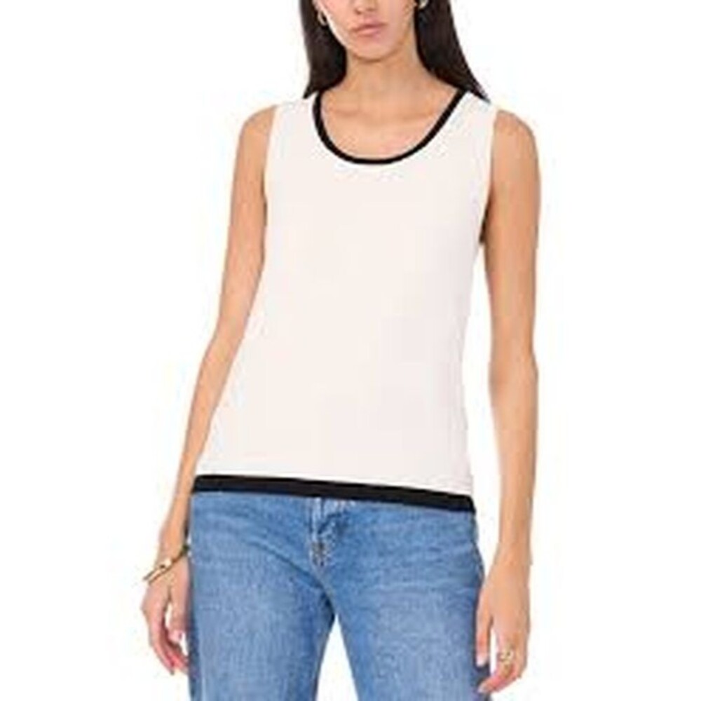 $69 Vince Camuto Vince Camuto Women's Contrast-Trim Sleeveless Sweater Size L
